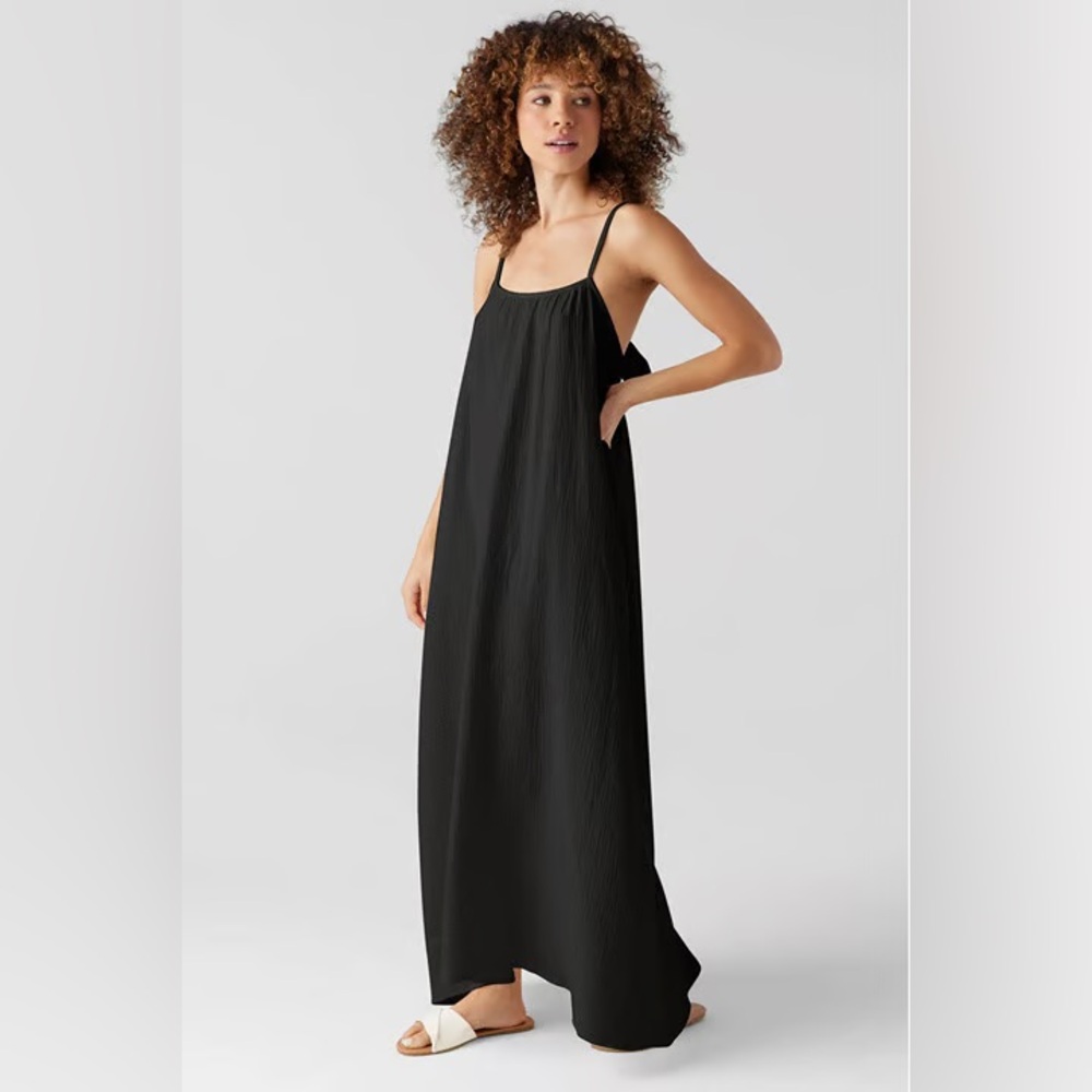 New Sol Angeles Black strappy Maxi gauzy Dress XS/S